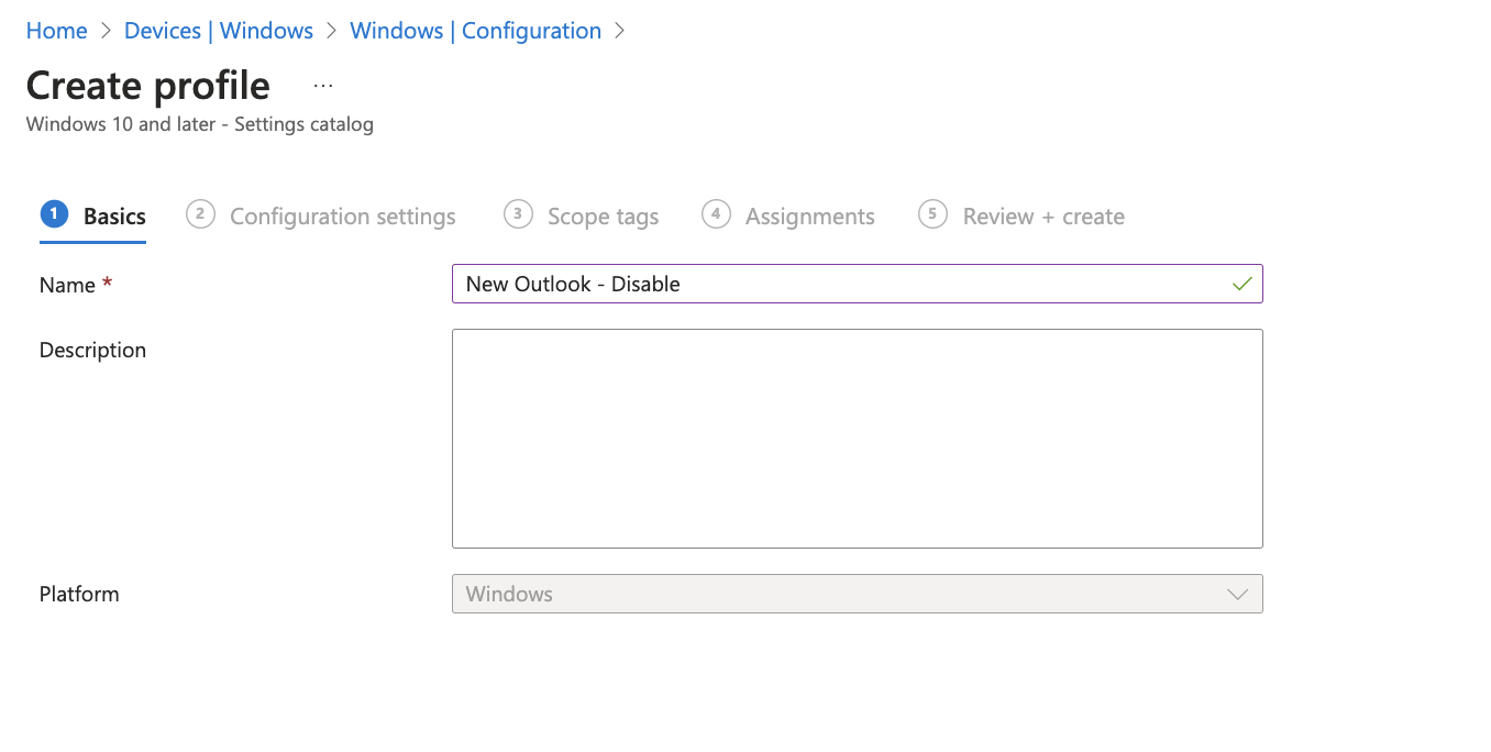 Add Name for the configuration Policy