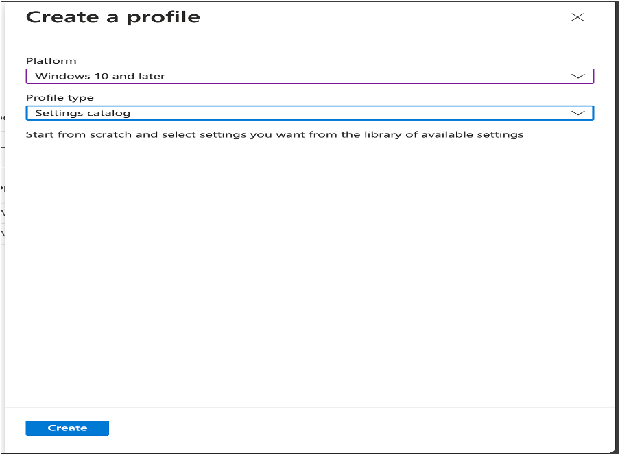Select the profie type