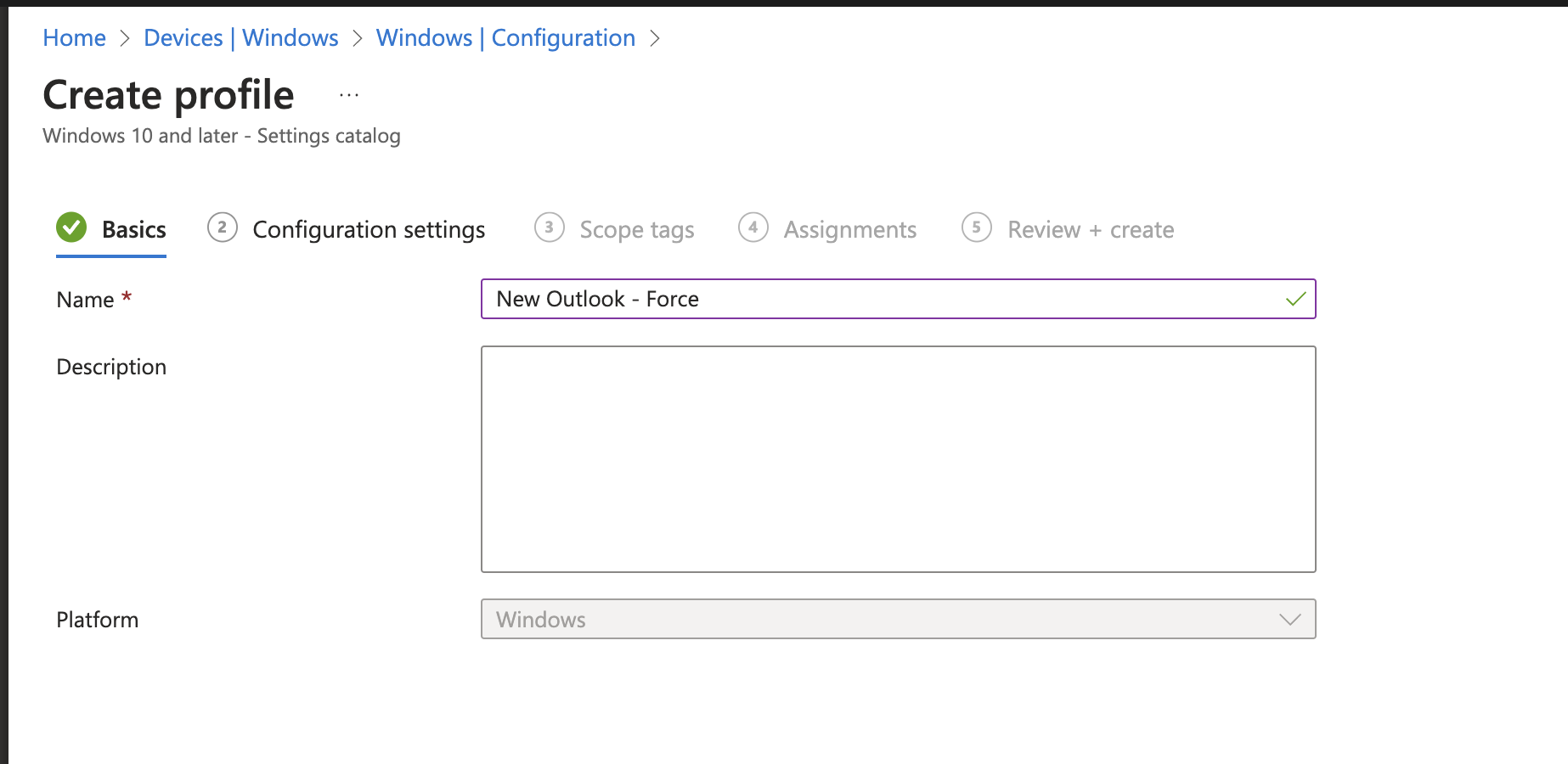 Set the Profile Name