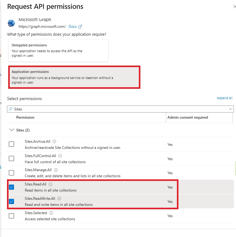 SharePoint Site API Premissions