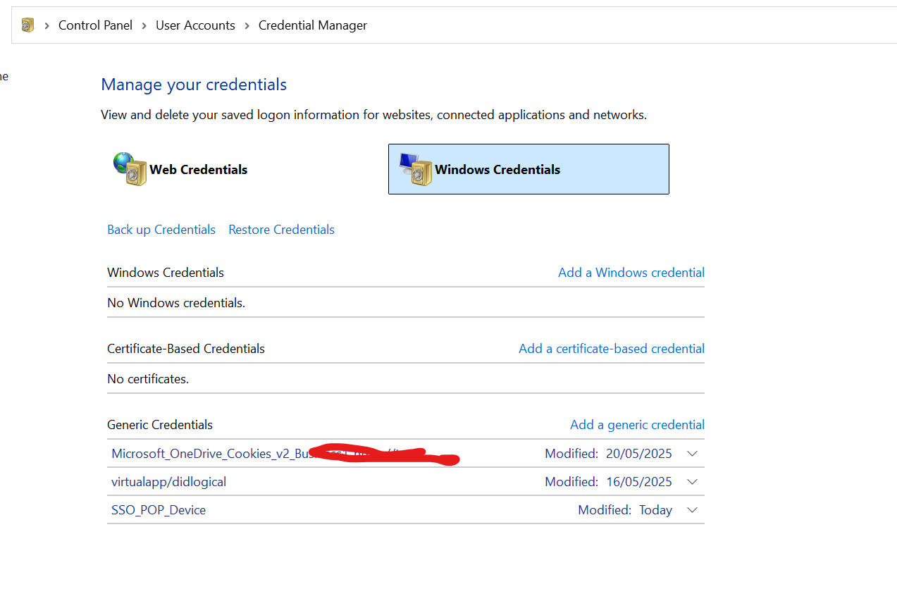 Windows Credentials Manager