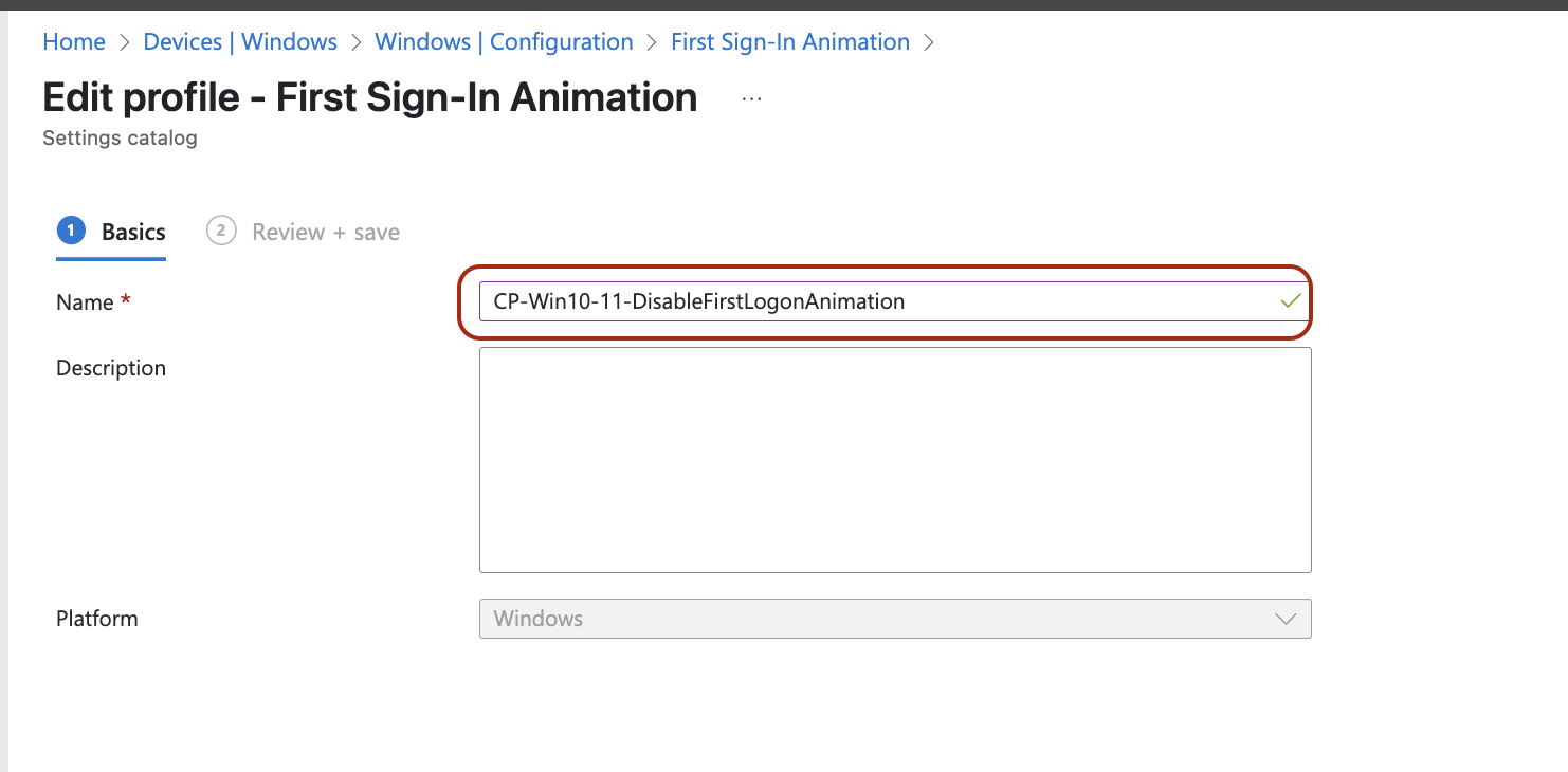 Intune - Disable First Logon Animation