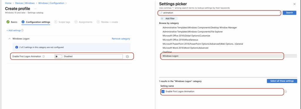 Intune - Disable First Logon Animation