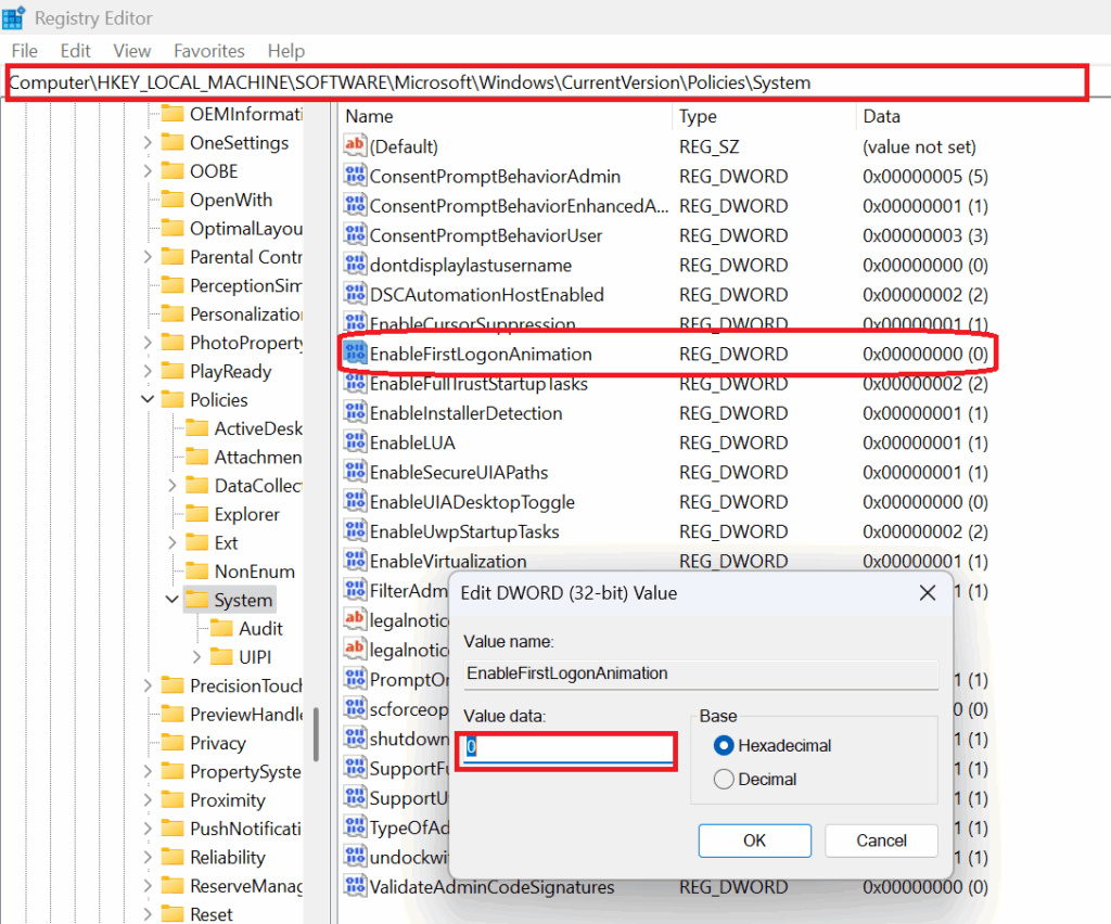 Disable First Logon Animation