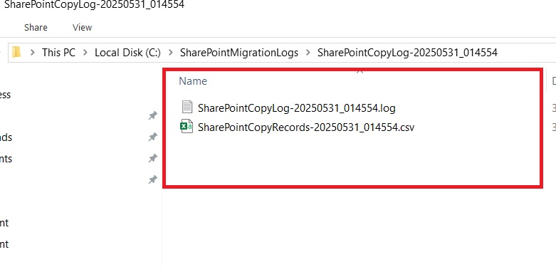 Sharepoint Migraion Log