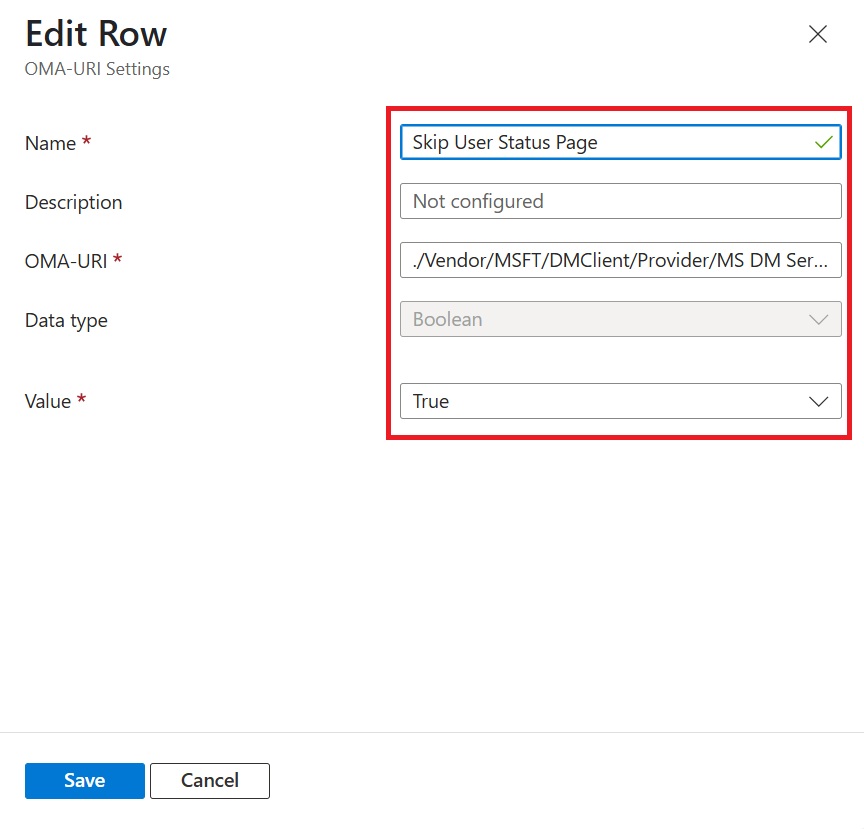 Intune - Skip User Status Page