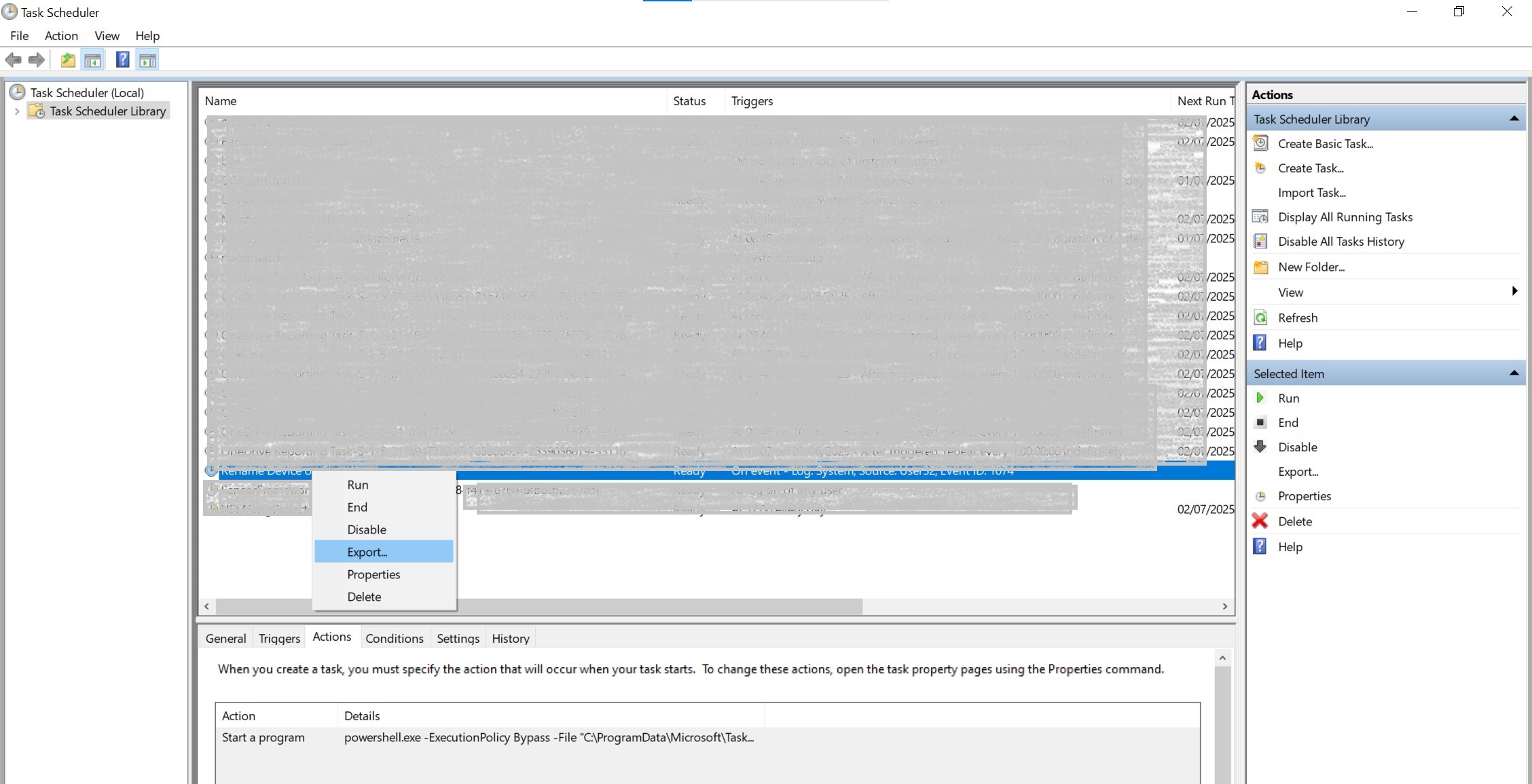 Export Task Scheduler