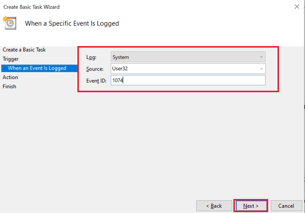 Task Scheduler Trigger Event Details